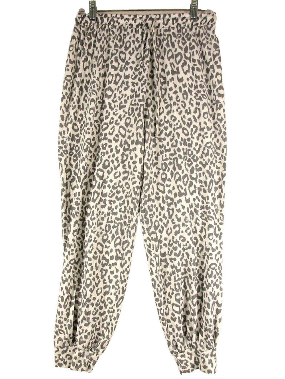Wandering Dreams Womens Leopard Jogger Sweatpants Tapered Leg Size L Brown/White